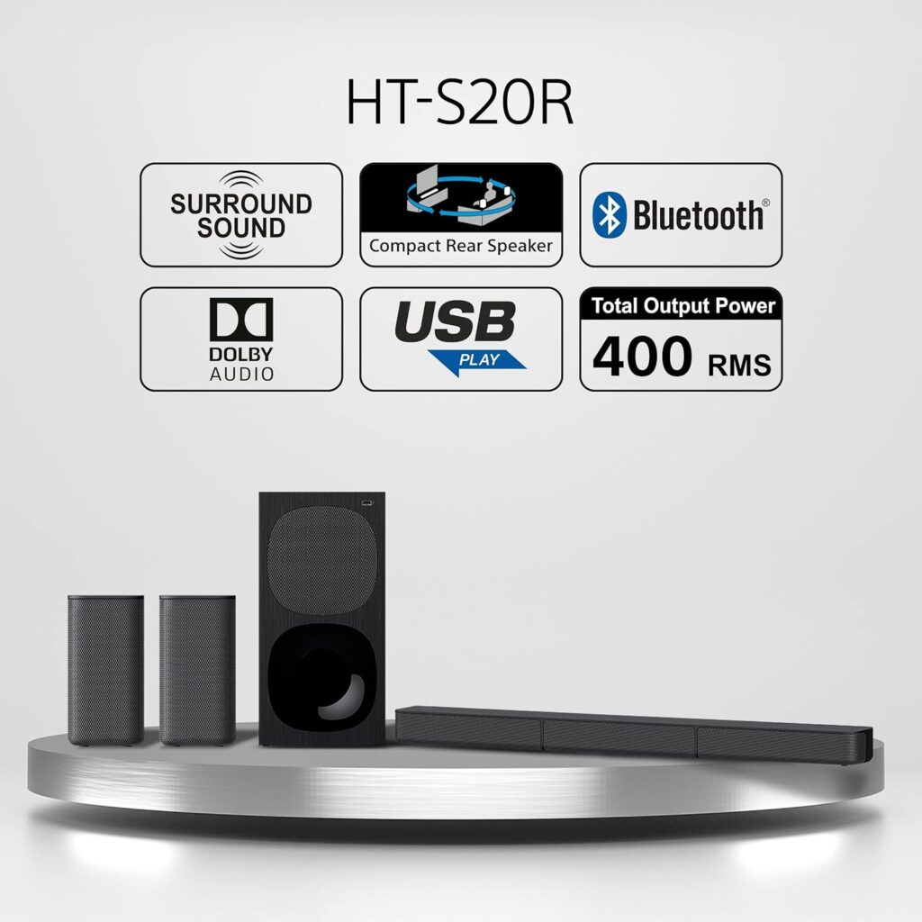 Sony HT-S20R Real 5.1ch Dolby Digital Soundbar for TV with subwoofer