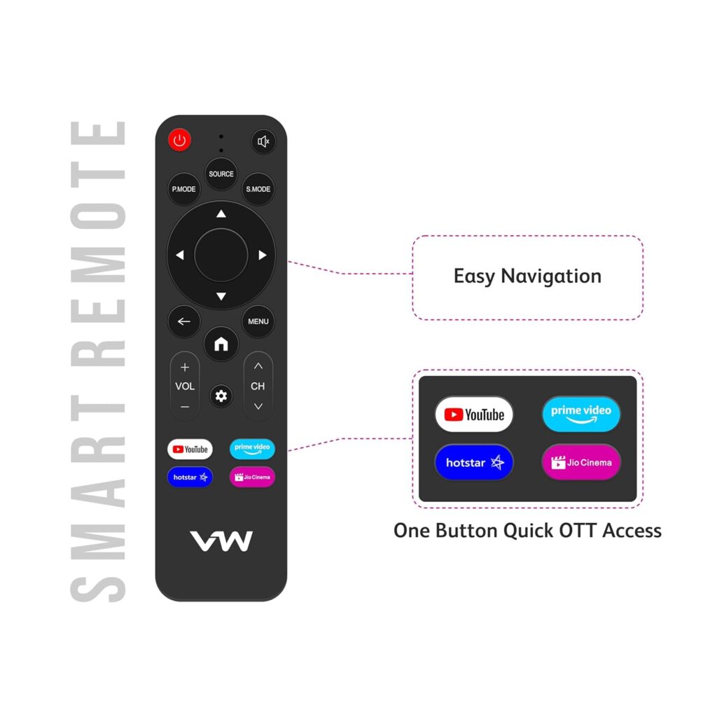 VW 109 cm (43 inches) Linux Frameless Series Full HD Smart LED TV 